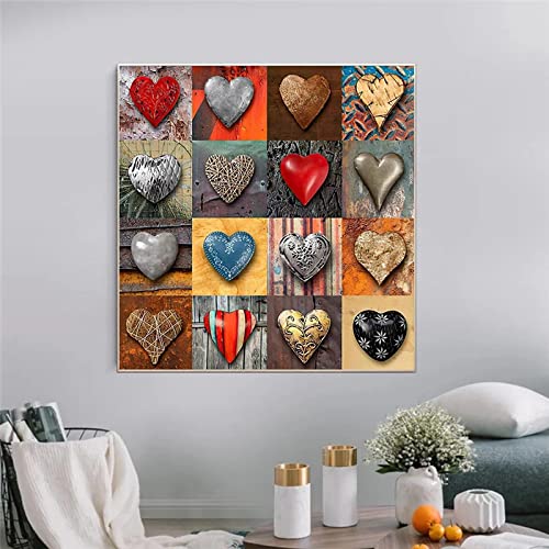 Decoración de pared con arte de corazón dsdsgog: cuadro moderno de 30x30cm 2