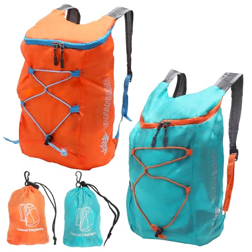 APOMOONS 2 PCS Mochilas Plegables Ultraligeras, Mochila Ciclismo Impermeable para Hombre y Mujer, Mochila Multifuncional de Viaje, Mochilas Plegables para Senderismo, Camping y Uso Diario