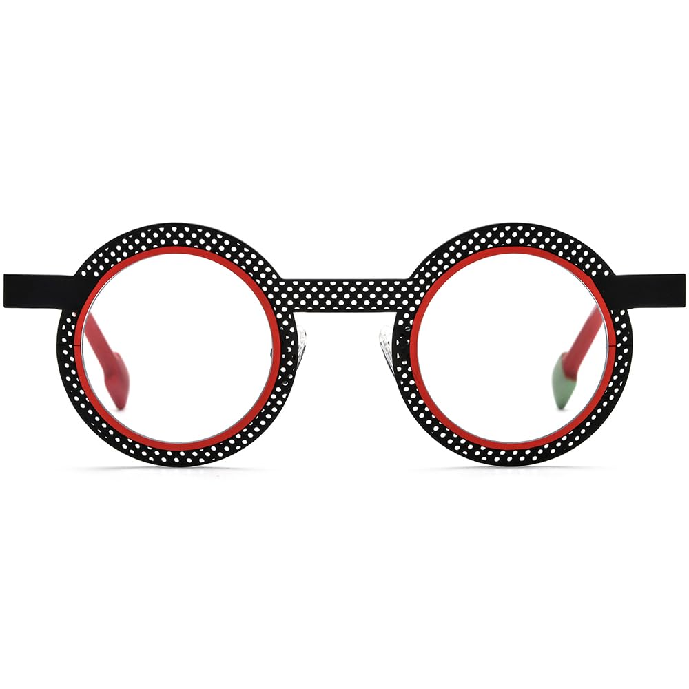 FONEX Colorful Pure Titanium Glasses Frame Women Retro Round Eyeglasses