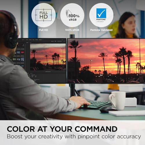 Image of ViewSonic VP2468A H2 24 Inch 1080p Dual Pack Head-Only ColorPro Monitors, 100% sRGB and Pantone Validated for Dual Screen Graphic Design, Advanced Ergonomics, 65W USB-C, and DisplayPort Daisy Chain