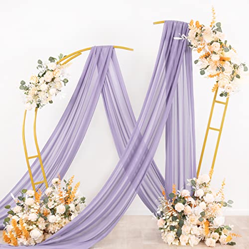 Image of Socomi Wedding Arch Draping Fabric 3 Panels 29 inch x 19Ft Lavender Purple Sheer Chiffon Curtain Drapes 6 Yards for Wedding Ceremony Birthday Party Decoration