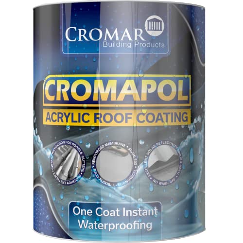 Cromapol Enduit acrylique pour étanchéité de toiture Renforcé en fibres Disponible en 3 tailles et 4 couleurs, gris