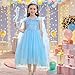 iTVTi Little Girl Princess Dress Halloween Carnival Cosplay Costume with Accessories Blue, 5-6 Years (Tag 130)