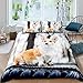 Bettwäsche 135x200 Süßes Hundetier, Winter Weich Kuschelige Mikrofaser Bettwäsche-Sets, 1 x Bettbezug mit 2 x Kissenbezug 80x80 cm mit Reißveschluss