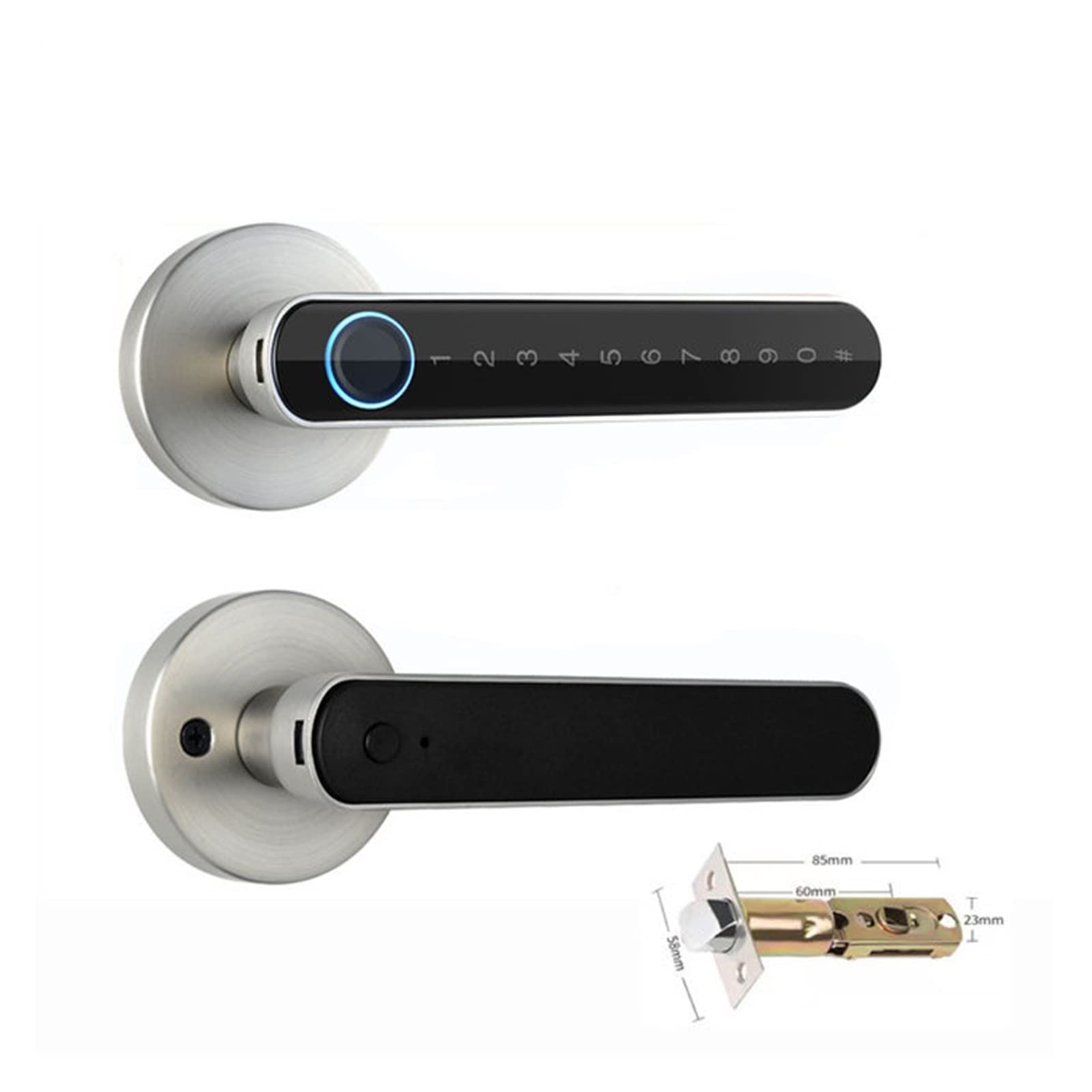 Front Door Lock Tuya Digital Electronic Smart Door Lock Biometric Fingerprint Handle Keyless Password Home(Silver and Gateway)