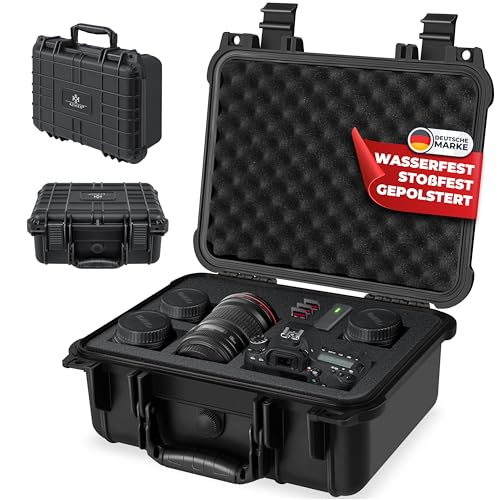 KESSER Kamerakoffer 15 Liter unisversal anpassbar wasserdicht Universalkoffer Outdoor wetterfester staubdichter Koffer Fotokoffer mit Einlage für Kamera Objektive und Zubehör (34x30x15cm)