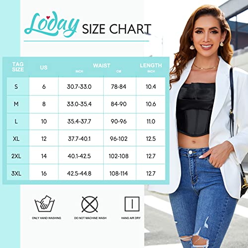 Loday Sexy Satin Corset Top Women Spaghetti Straps Boned Vintage Bustier Zip Back Y2K Fashion Going Out Party Crop Top(As1, Alpha, M, Regular, Regular, Black) #TOP4