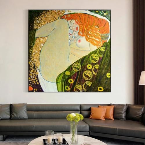 Toile avec cadre intérieur en bois et portrait de fille rousse 20cm