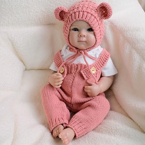 Anano Muñecas Reborn Realistas De 18 Pulgadas, Muñecas Bebe Reborn Niña 45Cm, Cuerpo Completo De Vinilo De Silicona con Ojos Azules Abiertos, Muñecas De Recién Nacido