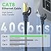 BUSOHE Cat 8 Ethernet Cable 60 FT, 40Gbps 2000MHz Cat8 High Speed Flat Internet Network Patch Cord, SFTP Shielded LAN Wire with Gold Plated RJ45 Connector, with Clips, Outdoor Indoor- 60FT Black