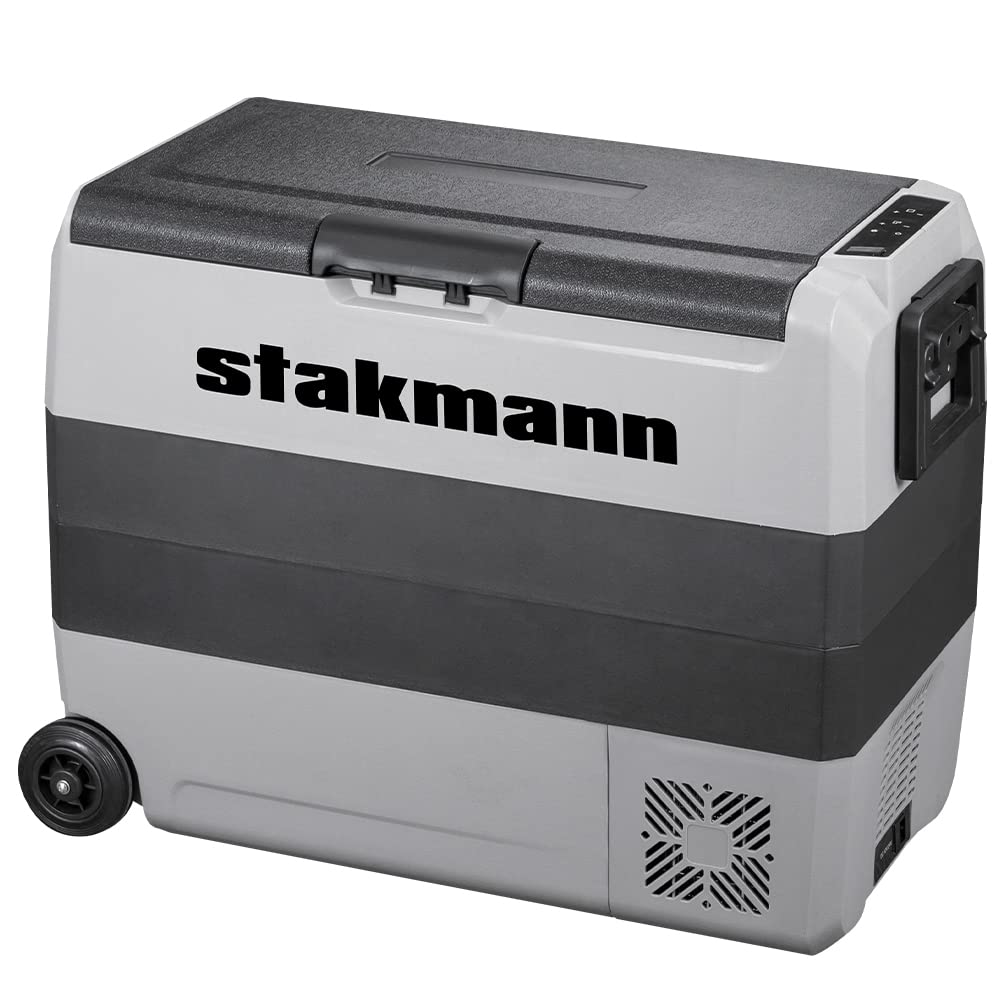 Frigorifero Portatile con Compressore 12V 220V, Frigo Congelatore con 2 Scomparti, Ruote e Manici Laterali, AC-DC 12/24 V, Ideale per Auto, Camper, Barca, Viaggi, Picnic (60 Litri)