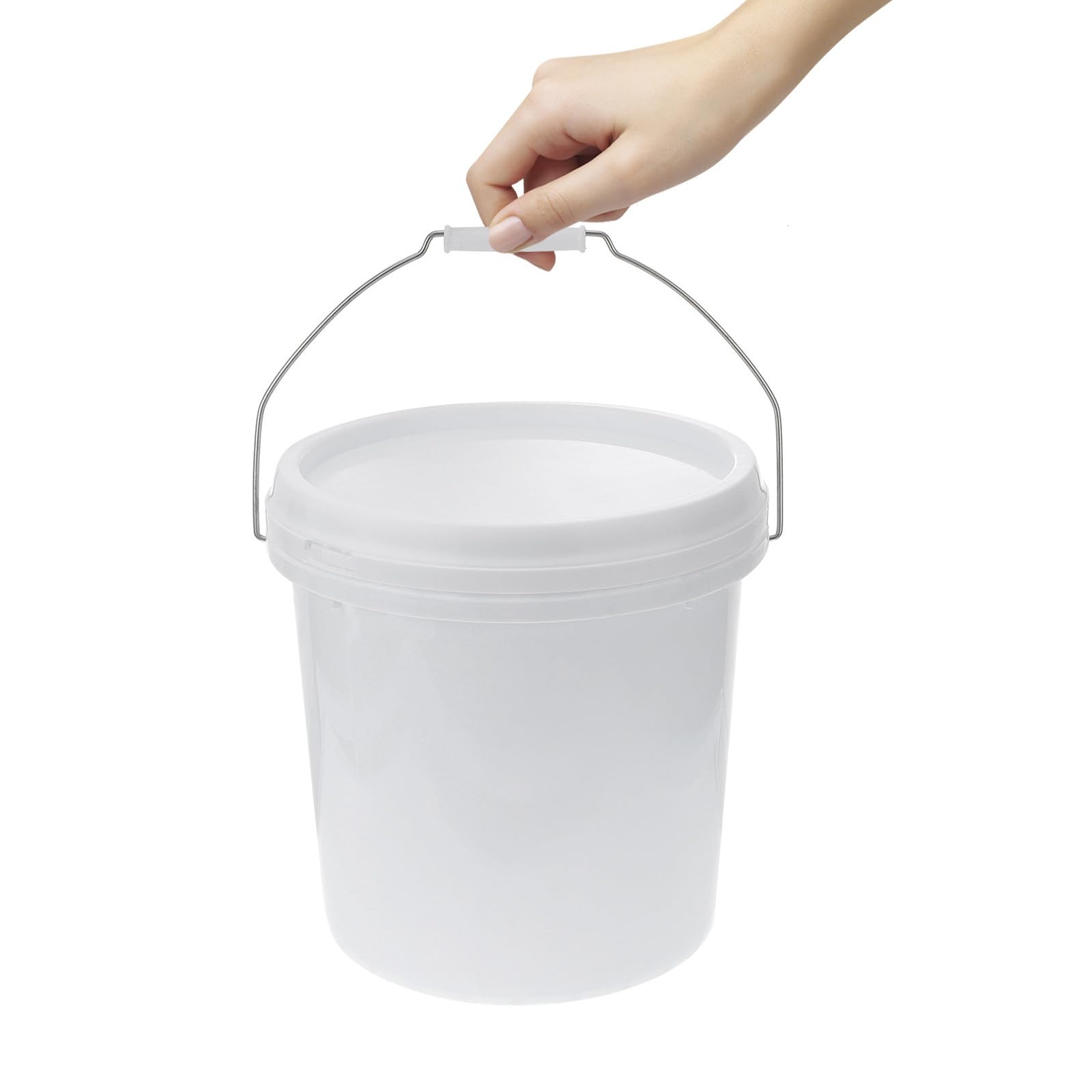 Seau grosse capacité 10l portable plastique blanc avec couvercle