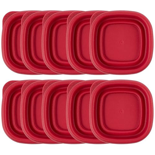 Replacement Lids fits Rubbermaid Easy Find 1/2-Cup Food Storage Containers, 2 5/8-Inch Plastic Lids Covers, BPA-Free (10-Pack, Red)