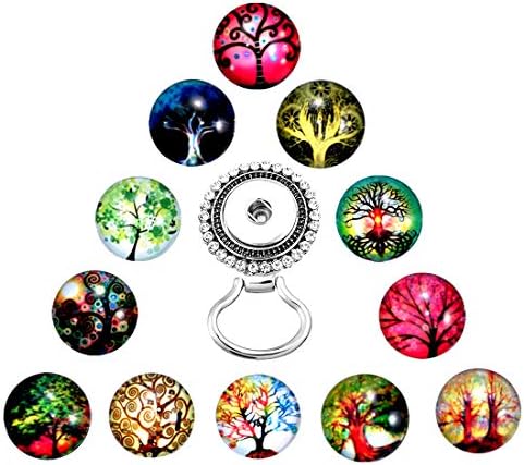 MJartoria Interchangeable Tree of Life Eyeglass Holder Snap Buttons Centerpiece Eye Glass Holding Brooch 12PCS