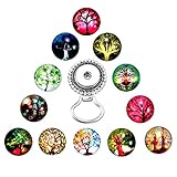 MJartoria Interchangeable Tree of Life Snap Buttons Centerpiece Eye Glass Holding Magnetic Brooch Pins(Colorful)