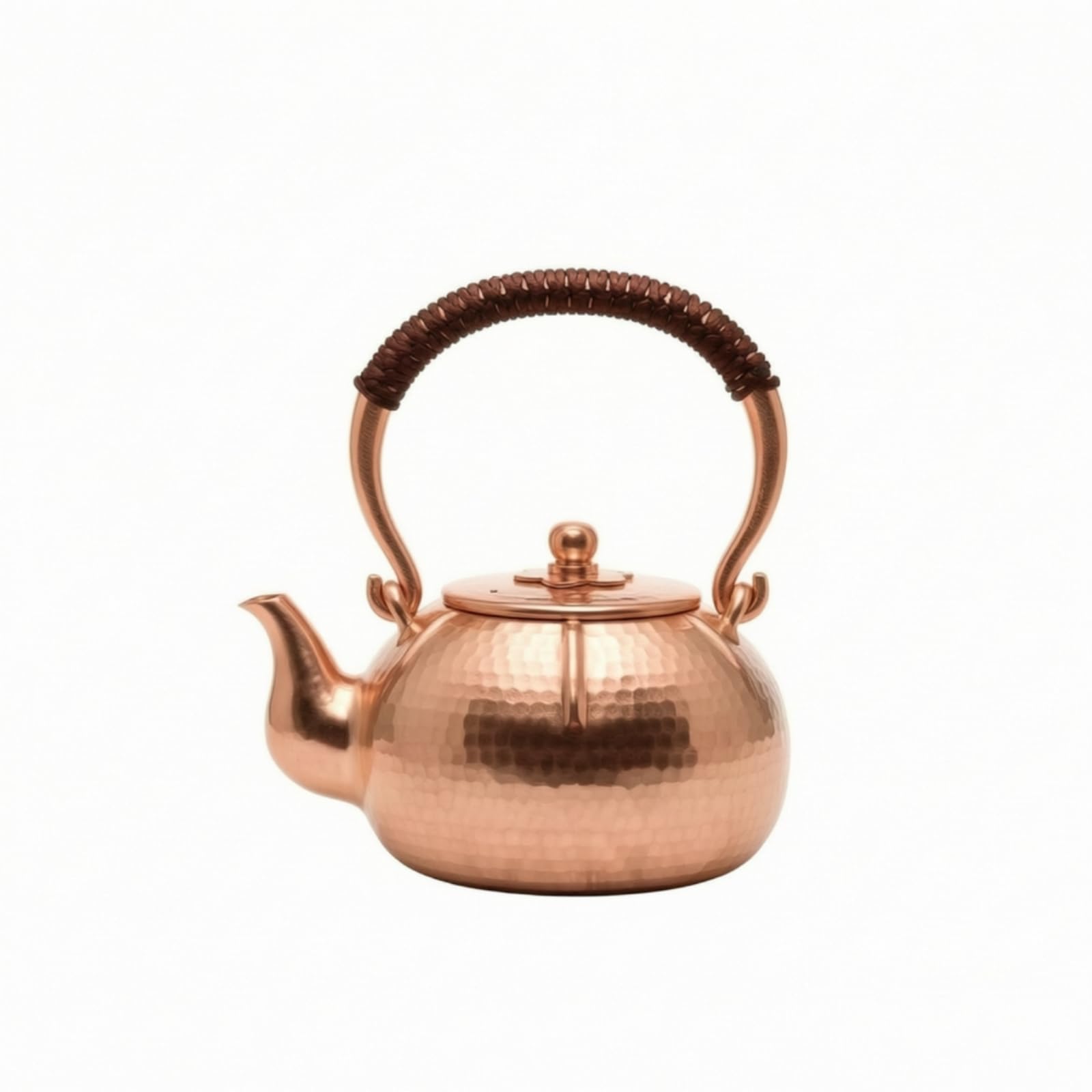 Tetera Cobre Artesanal Tetera con Mango Trenzado Tradicional Vajilla para Aficionados Al Té Té, Coleccionistas, Array, Original, 0.5L
