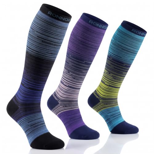 Image of Tipi Toe 3 Pairs Patterned Compression Socks for Women & Men, 12-14 mmHg Mild Support for Circulation & Swelling, Knee High