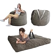 MAXYOYO Pouf Géant - Fauteuil Carré - Grand Canapé Avec Housse En Peluche Et Rembourrage Moelleux - Pour Adultes, Couples Et Invités (charbon De Bois, 135 X 190 Cm