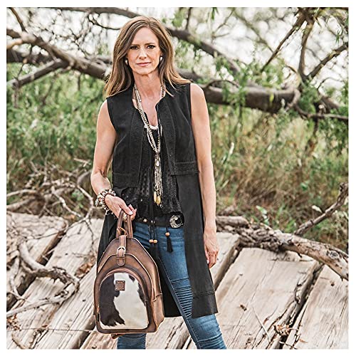 Sts Ranchwear Women's Western Leather Baroness Backpack, Cowhide/Tornado Brown, One Size #TOP6