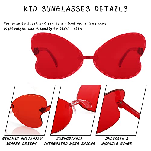 FEISEDY 2 Pack Kid's Rimless Butterfly Shaped Sunglasses Girls and Boys One Piece Transparent Trendy Cute Glasses B4070-F24