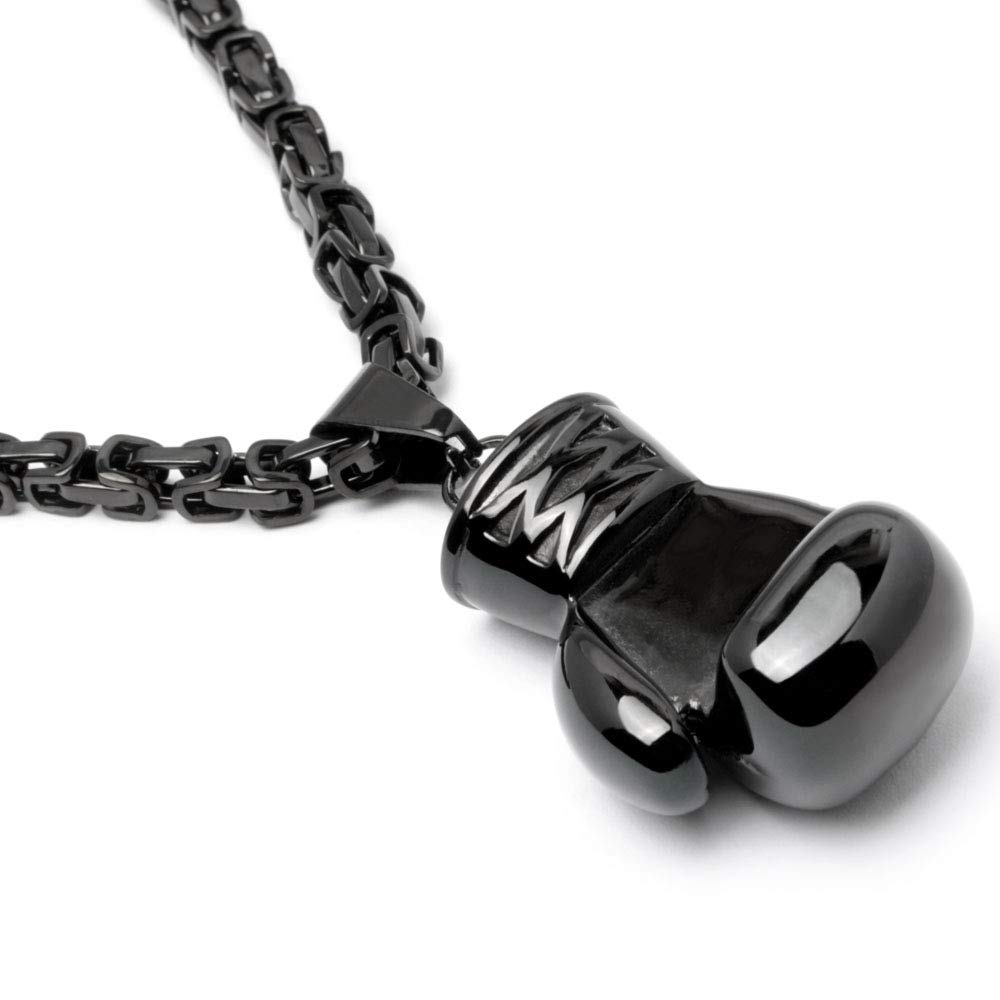 XL Massiver Edelstahl Anhänger Boxhandschuh Kampfsport Gold Silber schwarz schwer groß mit Königskette Halskette Bikerschmuck Männerschmuck Geschenk
