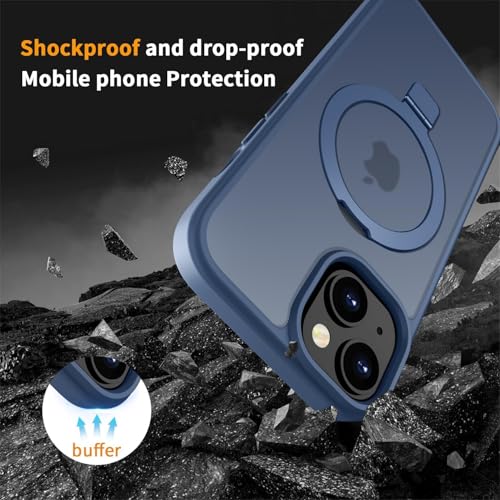 Image of iPhone 15 Magsafe Stand Case | Matte Design & 360 Protection | Military-Grade Apple iPhone 15 Cover | Ultra Premium - Blue