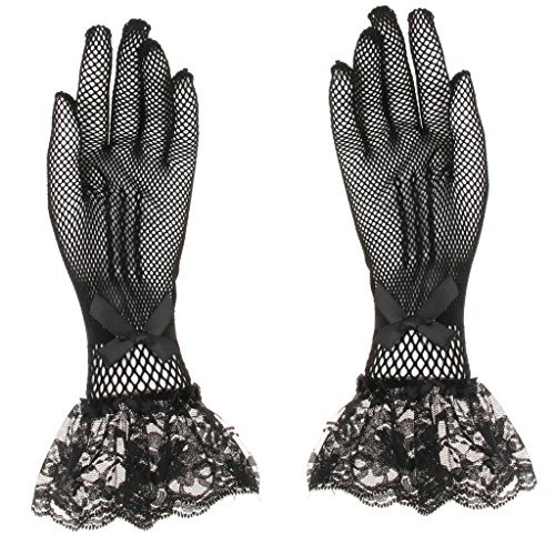 Homyl Rendas Luvas Curtas ópera Casamento Nupcial Festa à Noite Traje Acessório Acessório - Preto