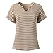 Womens Dressy Casual Cap Short Sleeve Tops Trendy Summer V Neck Loose Striped Casual Basic T Shirts Tee (Coffee, XL)