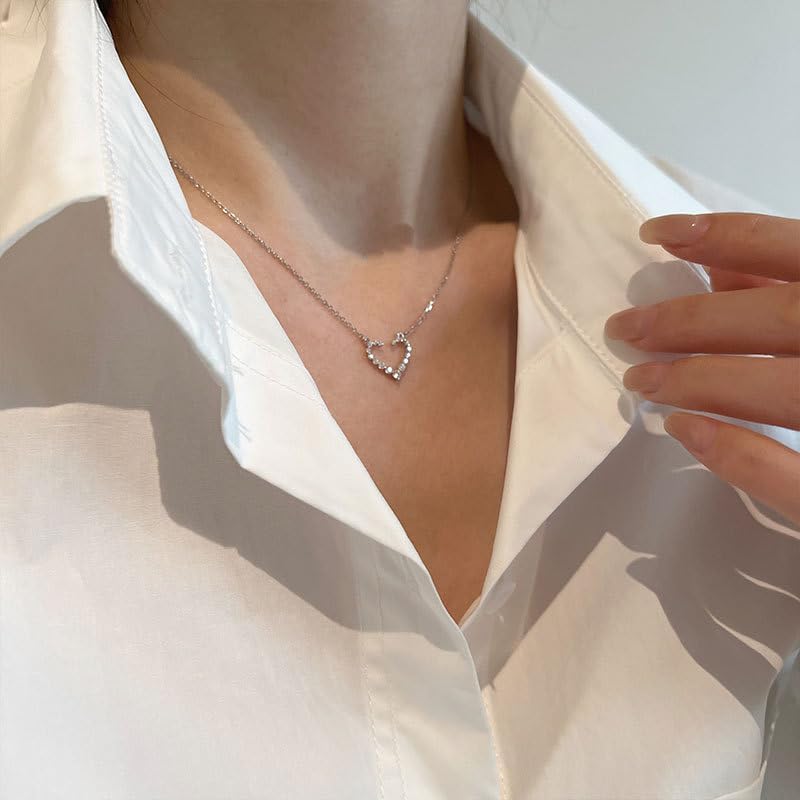 Open Heart Pendant Necklace Minimalist Silver Chain Cute Small Love Symbol Choker Necklace for Women Dainty Love Trendy Jewelry - Image 5