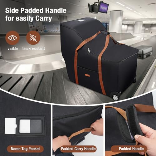 Image of Infant Car Seat Travel Bag with Wheels, Padded Zipper Pocket for Air Travel, Gate Check Car Seat Cover, Baby Travel Essentials