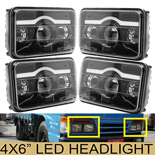 4X6" Sealed Beam LED Headlights Amber Light for Isuzu NQR NPR NPR-HD GMC, H4651 H4642 H4652 H4656 H4666 H4668 H6545 Conversion Kit Sealed Beam Super Bright High Low Beam Headlamps - 4PCS