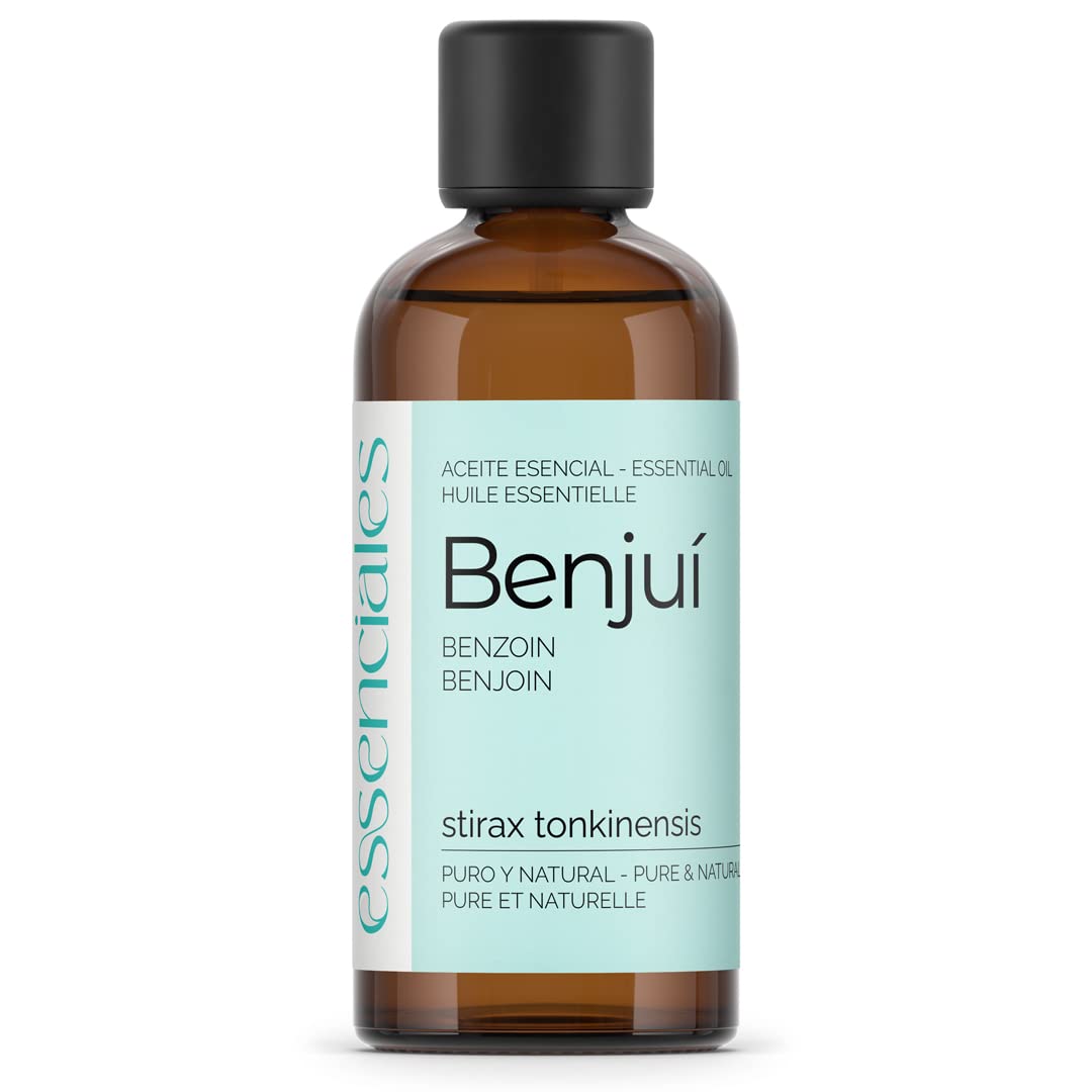 ESSENCIALES Aceite Esencial de Benjuí 100 ml – 100% Puro y Natural – Aroma Envolvente – Ideal para Difusor, Relax y Aromaterapia