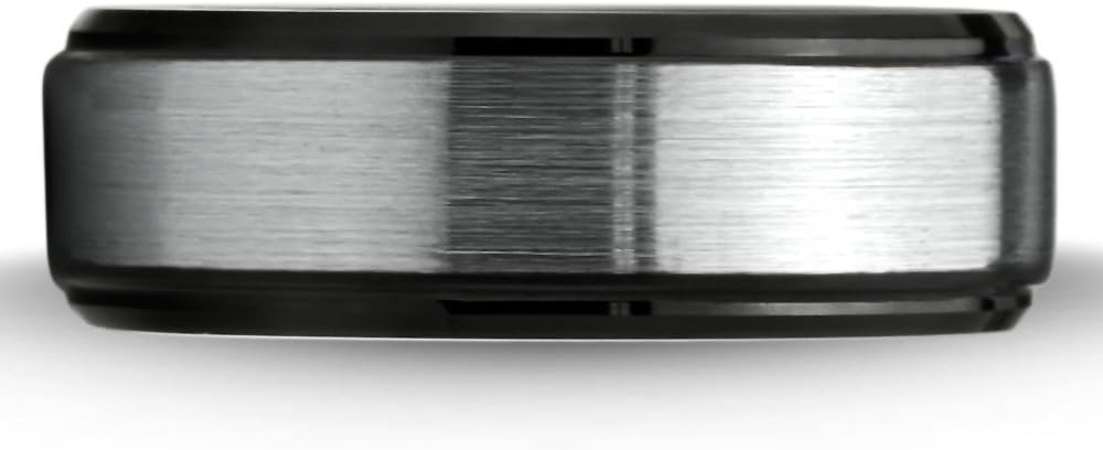 Tungsten Wedding Band Ring 8mm for Men Women Comfort Fit Black Beveled Edge Brushed Custom Laser Engraving