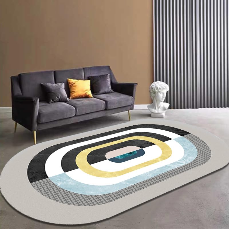 Tapis géométrique anti-glisse grand format 110x190 pour sécuriser le salon