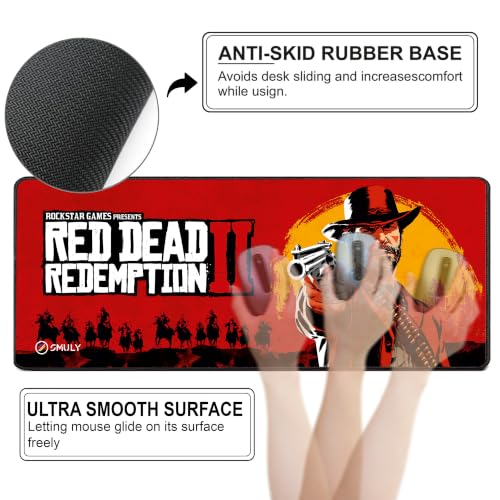 Image of Western Cowboy Inspired Mouse Pad 12x32 Inch 3mm Extended Gaming Desk Mat with Anti-Slip Rubber Base Mousepad for Smooth Surface Desk pad for PC & Laptop Use Waterproof & Stiched (Multicolour)