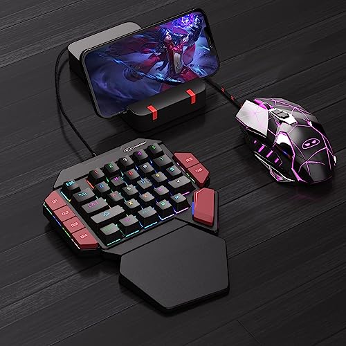 Image of MageGee One Handed Professional Gaming Keyboard, RGB Backlit 35 Keys Mini Wired Mechanical Keyboard with Red Switch for PC Gamer, Support 6 Macro Keys - Black /Red