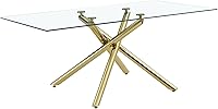Vista 3 de LKTART Mesa de comedor rectangular de cristal con mesa de vidrio templado de 039 pulgadas y patas de metal cromado plateado adecuada para cocina