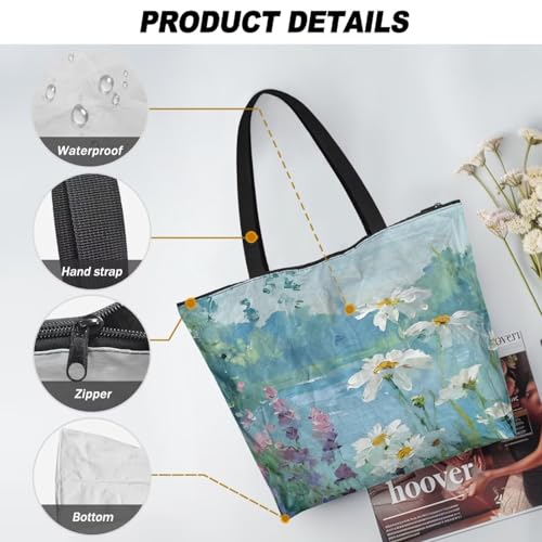 Image of Art Lover Zippered Tote Bag Waterproof Large Work Tote Bags, Artwork Women's Purse Handbags Travel Totes