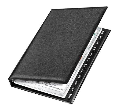 Tarjetero de anillas VELOFLEX para organizar tarjetas de visita con fundas e índice negro