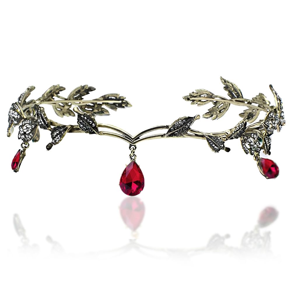 REYOK Rojo Tiara de Cristal de Boda Tiara de Corona del Rhinestone de Tiara Hermosa de Boda de Moda Tiara Nupcial de Princesa Tiara de Cristal de Mujeres