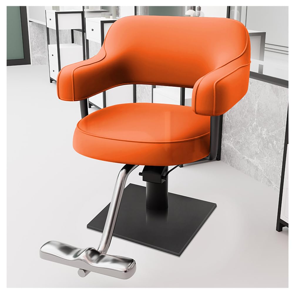 Fauteuil de coiffure hydraulique avec base carrée, repose-pieds, pivotant à 360° pour salon de coiffure et spa