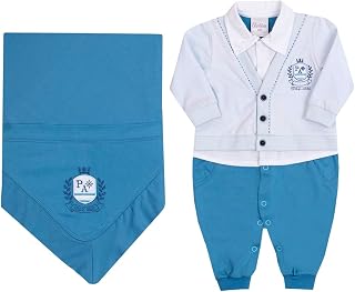 Saída de Maternidade Paraiso com Malha Fio 30 Azul Celeste P