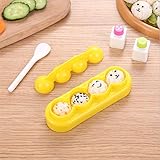 Rice Mold Cartoon Bento Maker Mould Ball & Seaweed Nori Expression Cutter Bento Accessories DIY Kitchen Tools for Baby Kids Meal, Set of 5