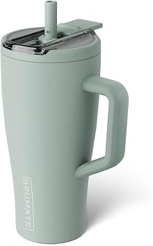 BruMate Era Flip 30oz Tumbler with 100% Leakproof Covered Straw Lid | Hygienic Covered Straw | Insulated Stainless Steel Water Bottle with Handle | Cup Holder Friendly | BPA-Free Sage