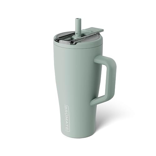 BrüMate Era Flip 30oz Tumbler with 100% Leakproof Covered Straw Lid | Hygienic Covered Straw | Insulated Stainless Steel Water Bottle with Handle | Cup Holder Friendly | BPA-Free (Sage) - Sage - 30 Ounces