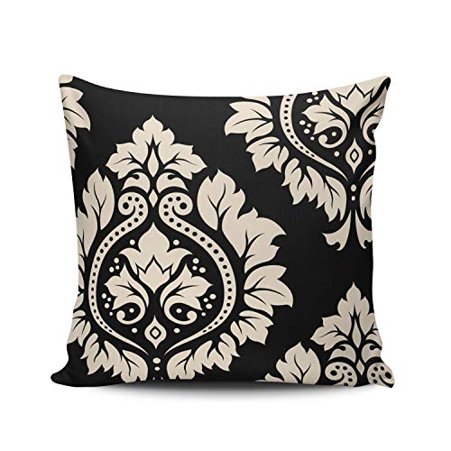 XIUBA Throw Pillow Covers Case Decorative Damask Art Black and Cream Decorative Pillowcase Cushion Cover 26X26 Inch European Size Double Sided Design Printed