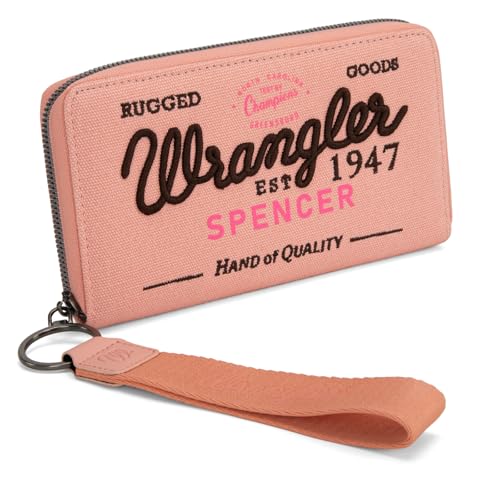 Image of Montana West X Wrangler Wristlet Wallets for Women Classic Retro Wallet Purse Bifold Credit Card Wallets for Women Oversized Logo Clutch Wristlet