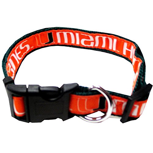 Pets First Collegiate PET Collar OLD VERSION Miami Hurricanes Dog Collar, Size Medium. Best Sports Team Collar for Dogs & Cats. A Shiny & Colorful Dog & Cat Collar Licensed by The NCAA