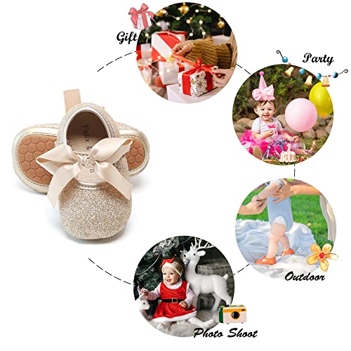 image for Felix & Flora Soft Sole Leather Gold Baby Shoes - Infant Baby Walking 