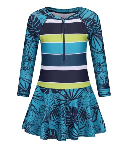Image of Girls One Piece Swimsuits Long Sleeeve Swim Dress for Kids Girls Bathing Suits Summer Swimwear 3-16 Years